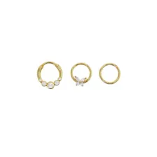 Multi-Pack CZ Butterfly Gold-Tone Hinged Hoop Septum Rings 3 Pack - 16 Gauge at Spencer's