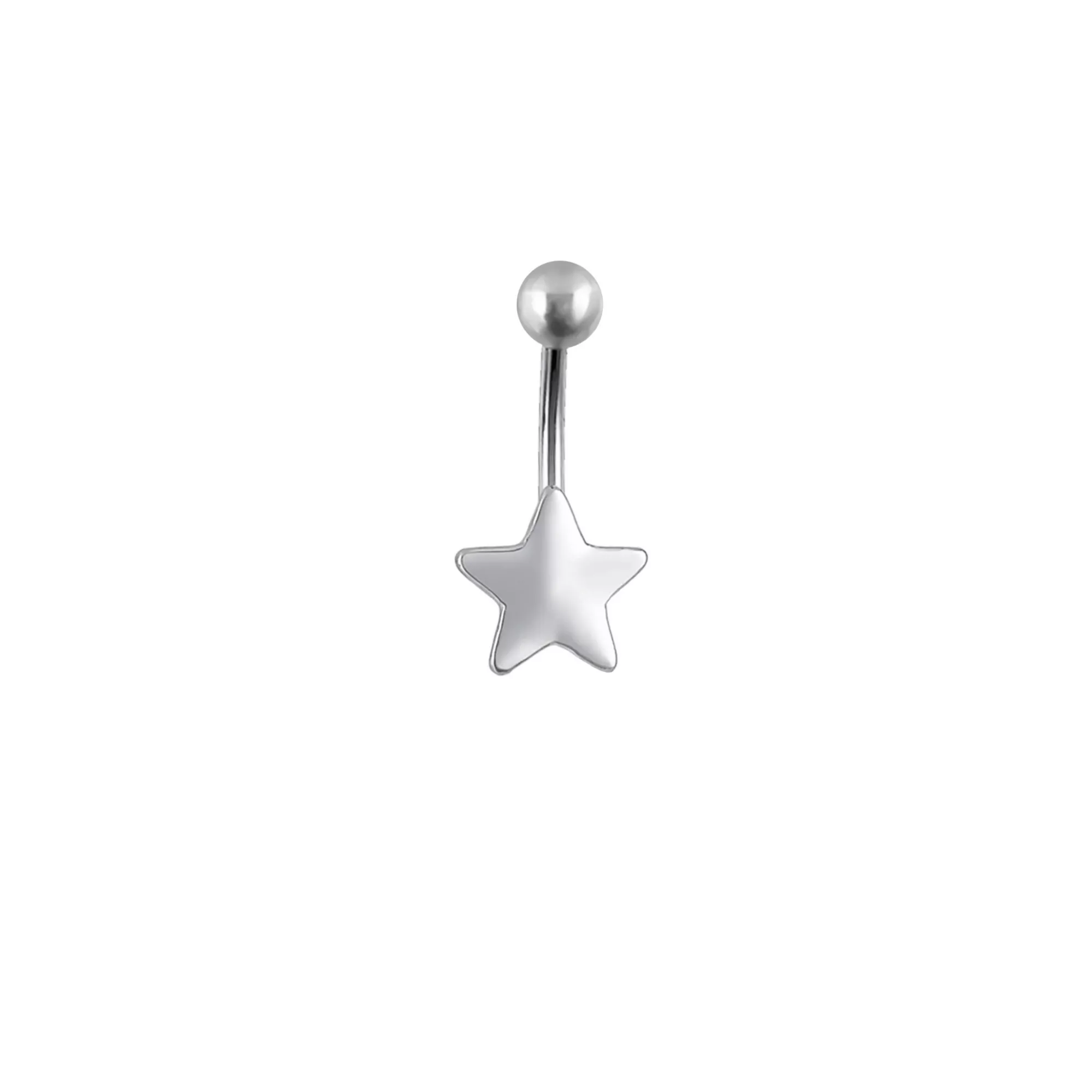 Star Silver-Tone Belly Ring - 14 Gauge
