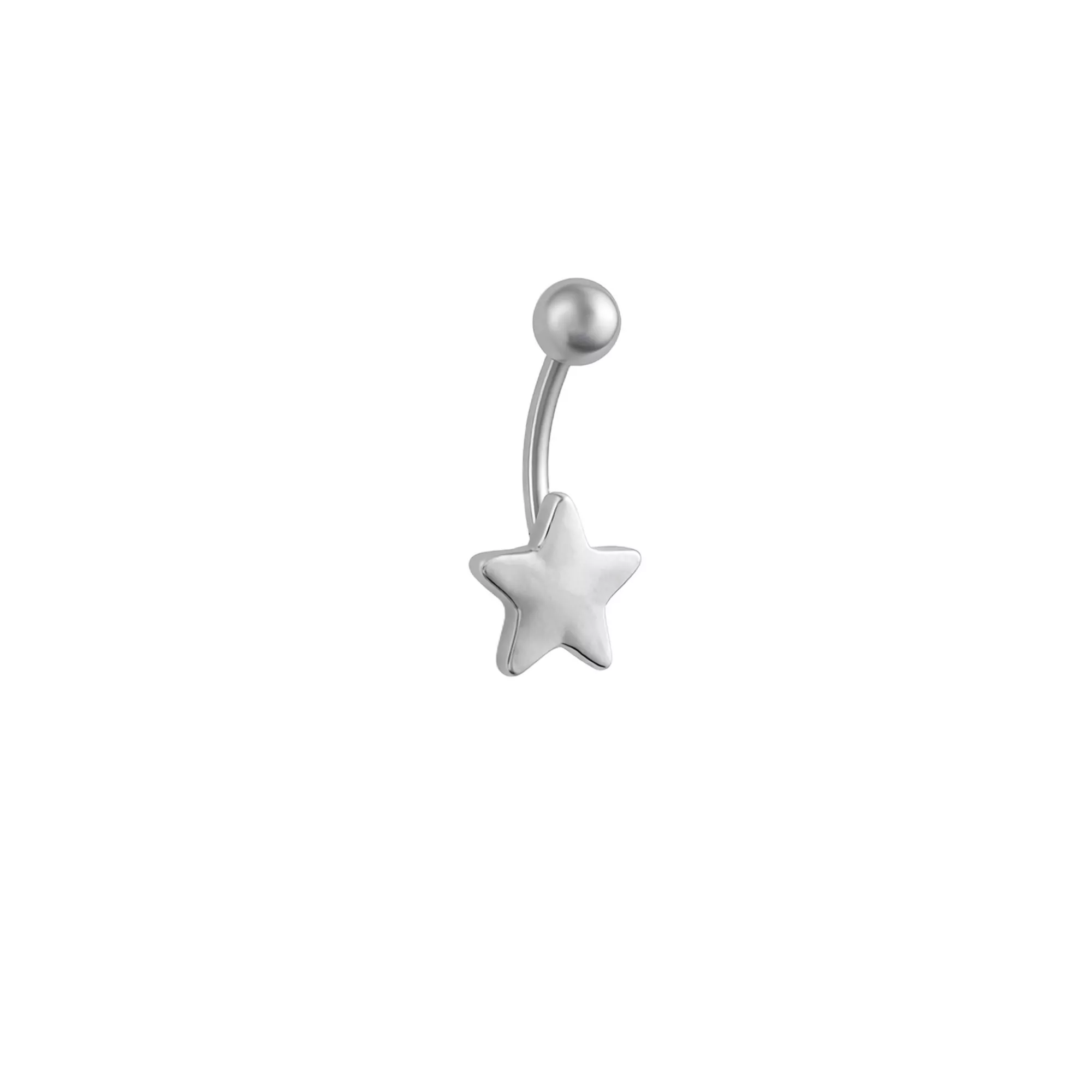 Star Silver-Tone Belly Ring - 14 Gauge