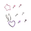 Multi-Pack Pink and Purple Crystal Heart Star Silver-Tone Nose Pins and Hoops 9 Pack - 20 Gauge at Spencer's