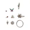 Multi-Pack AB Mixed Crystal Butterfly and Nose Ring Set 9 Pack - 20 Gauge at Spencer's