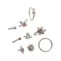 Multi-Pack AB Mixed Crystal Butterfly and Nose Ring Set 9 Pack - 20 Gauge at Spencer's