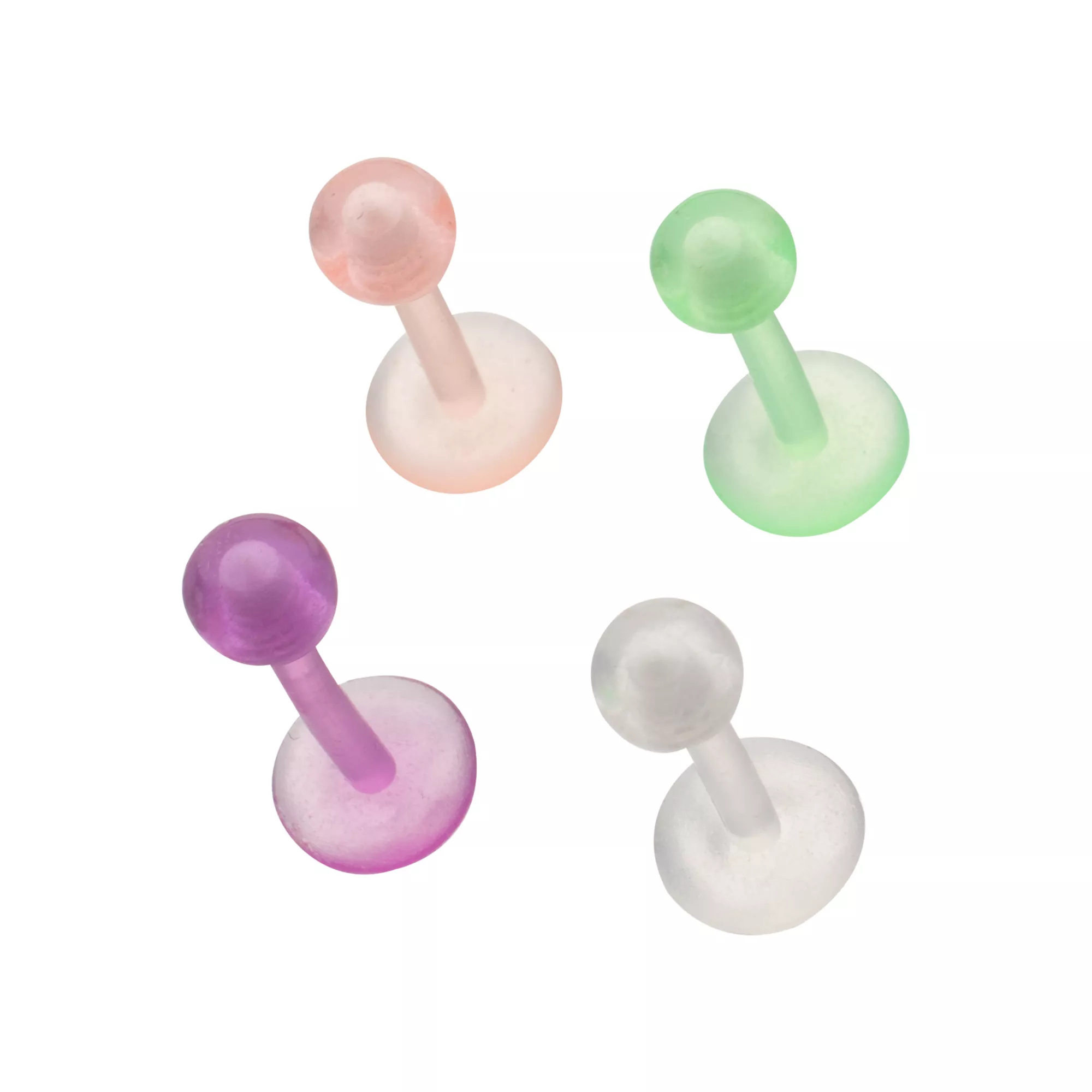 Multi-Pack Glow-in-the-Dark Neon Bioflex Labret 4 Pack - 16 Gauge