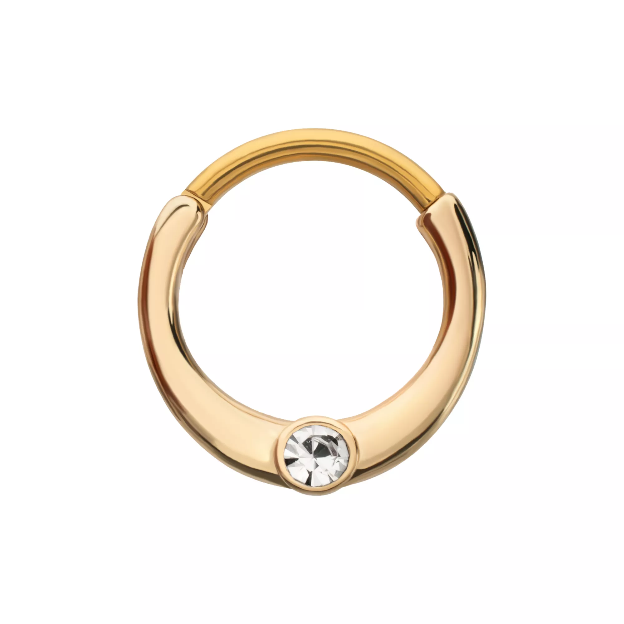 Round CZ Gold-Tone Titanium Hinged Hoop Septum Ring - 16 Gauge at Spencer's