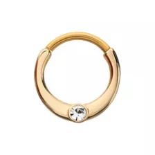 Round CZ Gold-Tone Titanium Hinged Hoop Septum Ring - 16 Gauge at Spencer's
