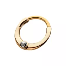 Round CZ Gold-Tone Titanium Hinged Hoop Septum Ring - 16 Gauge at Spencer's