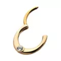 Round CZ Gold-Tone Titanium Hinged Hoop Septum Ring - 16 Gauge at Spencer's