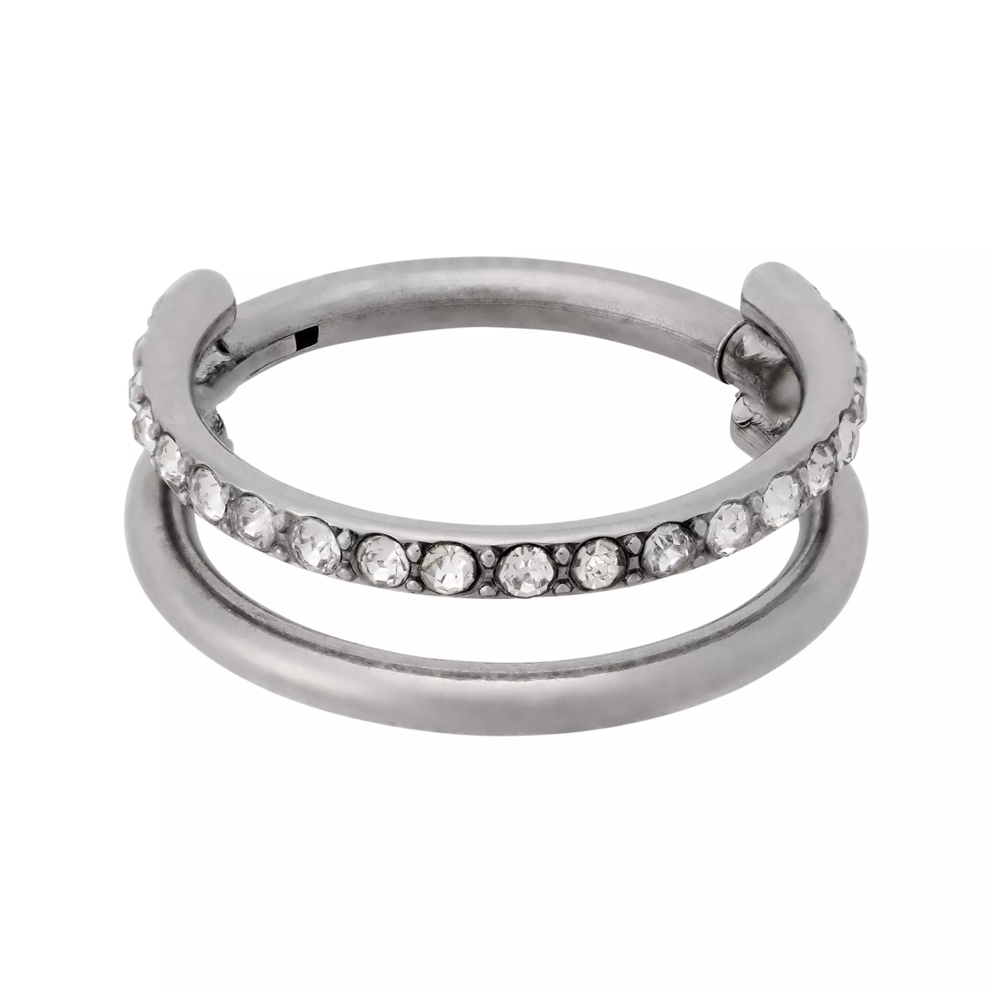 ASTM F-136 Titanium CZ Double Hoop Hinged Septum Ring - 16 Gauge at Spencer's