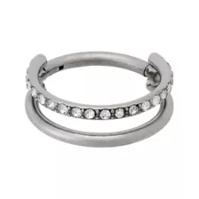 ASTM F-136 Titanium CZ Double Hoop Hinged Septum Ring - 16 Gauge at Spencer's