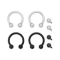 Multi-Pack Titanium Black and Silver-Plated Horseshoe Rings 4 Pack - 16 Gauge at Spencer's