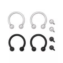 Multi-Pack Titanium Black and Silver-Plated Horseshoe Rings 4 Pack - 16 Gauge at Spencer's