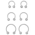 Multi-Pack ASTM F-136 Titanium Silver-Tone Horseshoe Rings 6 Pack - 20 Gauge at Spencer's