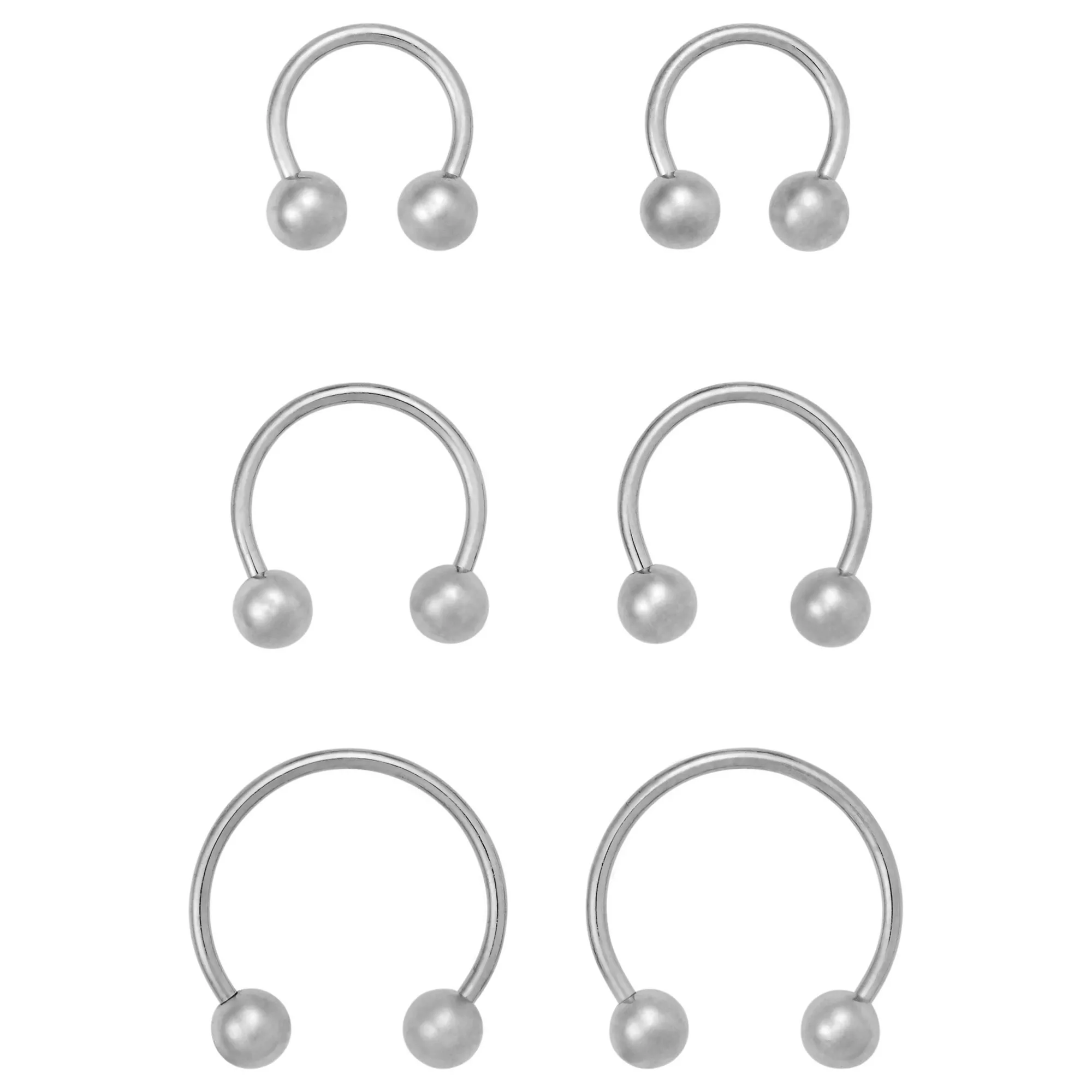 Multi-Pack ASTM F-136 Titanium Silver-Tone Horseshoe Rings 6 Pack - 20 Gauge at Spencer's