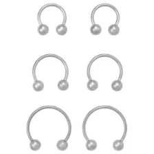Multi-Pack ASTM F-136 Titanium Silver-Tone Horseshoe Rings 6 Pack - 20 Gauge at Spencer's
