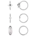 Multi-Pack Star Cross Silver-Tone Titanium  Hoop Nose Rings 6 Pack - 20 Gauge at Spencer's
