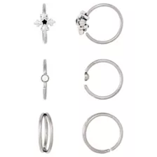 Multi-Pack Star Cross Silver-Tone Titanium  Hoop Nose Rings 6 Pack - 20 Gauge at Spencer's