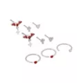 Multi-Pack Red CZ Heart Bat Wing Titanium Nose Rings 9 Pack - 20 Gauge at Spencer's