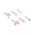 Multi-Pack CZ Pink Bow Cross Titanium Pin Nose Rings 6 Pack - 20 Gauge at Spencer's
