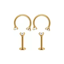 Multi-Pack Clear CZ Flatback and Horseshoe Gold-Tone Titanium Cartilage Rings 2 Pair - 18 Gauge at Spencer's