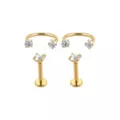 Multi-Pack Clear CZ Flatback and Horseshoe Gold-Tone Titanium Cartilage Rings 2 Pair - 18 Gauge at Spencer's