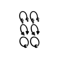 Multi-Pack CZ Black Cross Titanium Horseshoe Rings and Captive Rings 3 Pair - 16 Gauge at Spencer's