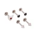 Multi-Pack CZ Evil Heart Titanium Labret Lip Rings 5 Pack - 16 Gauge at Spencer's