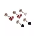 Multi-Pack CZ Rose Heart Titanium Labret Lip Rings 5 Pack - 16 Gauge at Spencer's