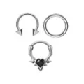 Multi-Pack CZ Cyberpunk Heart Titanium Septum Rings 3 Pack - 16 Gauge at Spencer's