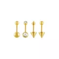Multi-Pack CZ Round Spike Gold-Tone Titanium Belly Rings 4 Pack - 14 Gauge at Spencer's