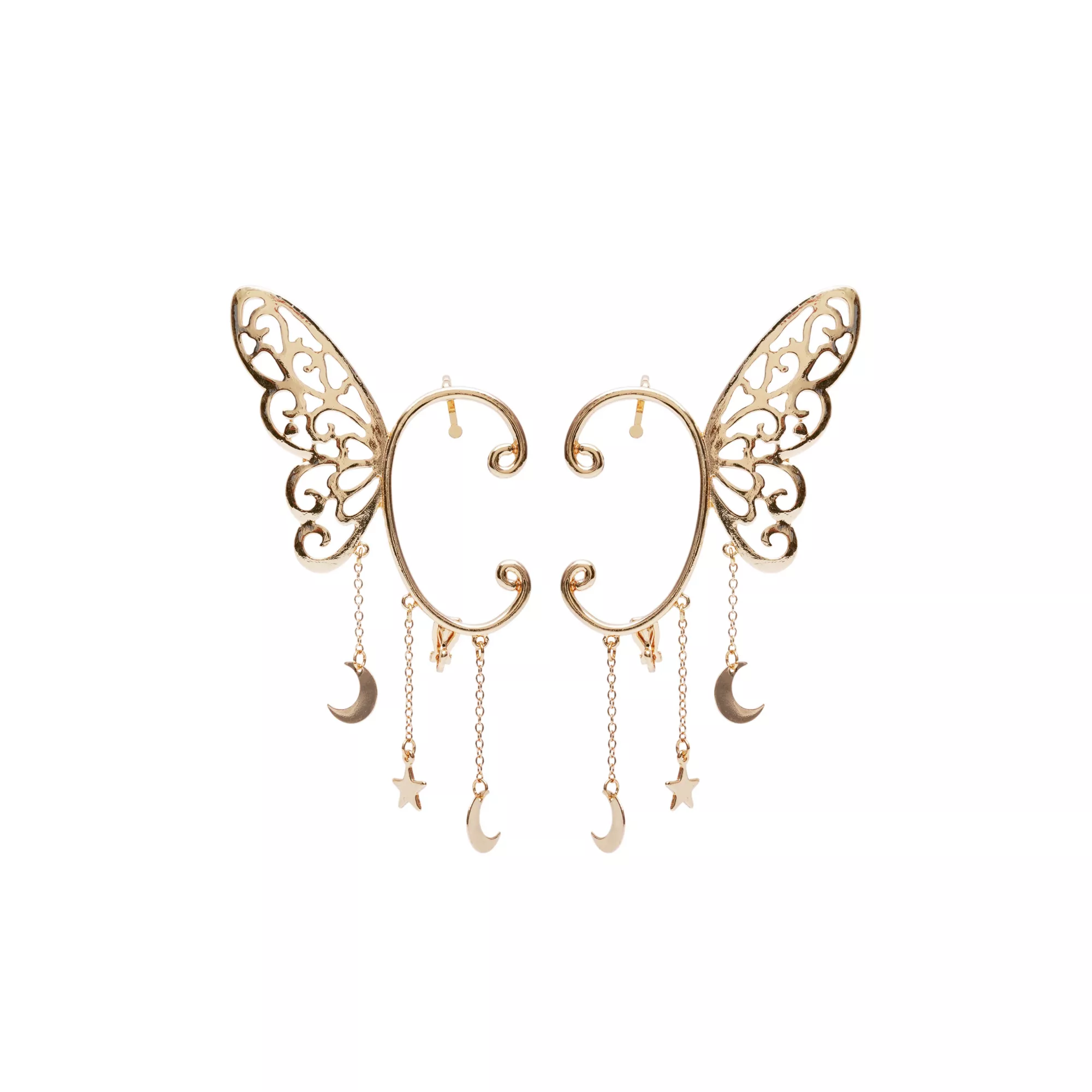 Butterfly Star Moon Gold-Tone Dangle Ear Cuffs at Spencer's