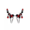 Black and Red Skull Rose Dangle Ear Cuffs at Spencer's