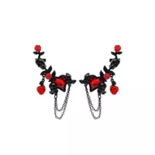 Black and Red Skull Rose Dangle Ear Cuffs at Spencer's