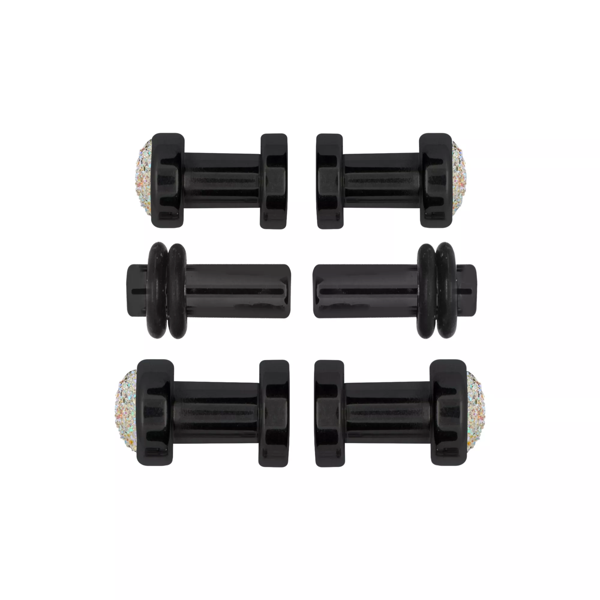 Black and CZ Plugs - 6 Pair