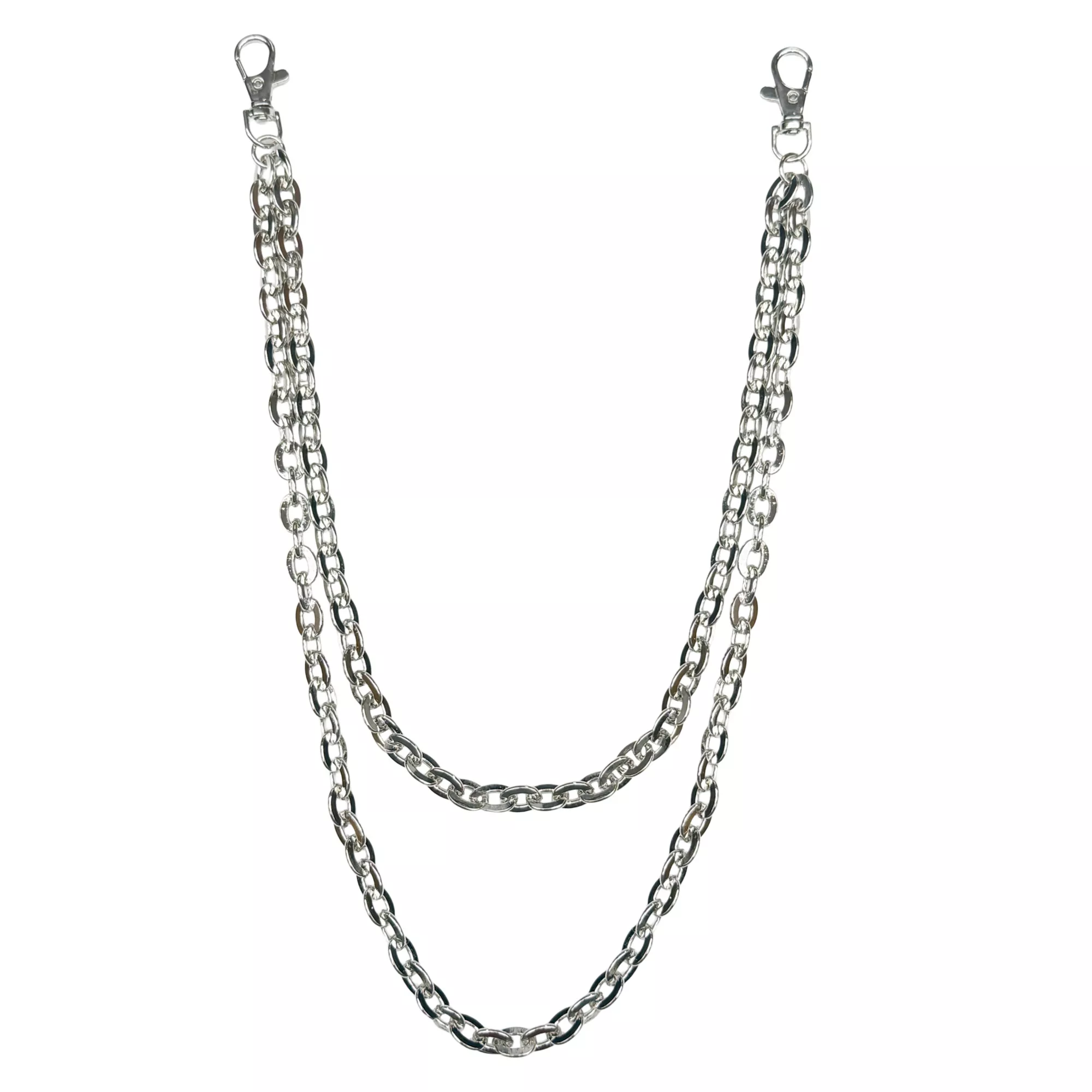 Silver-Tone Two-Row Link Wallet Chain