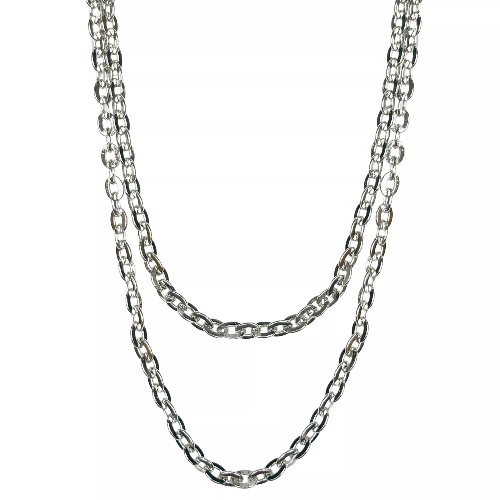 Silver-Tone Two-Row Link Wallet Chain