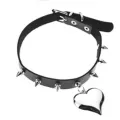 Silver-Tone Spike and Heart Charm Faux Leather Choker Necklace at Spencer's