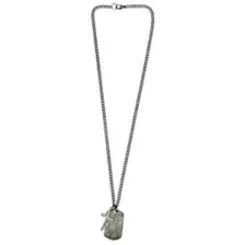 Burnished Silver-Toned Cross and Dog Tag Chain Necklace at Spencer's