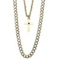 Gold-Toned Black Stone Cross Chain Necklaces - 2 Pack at Spencer's