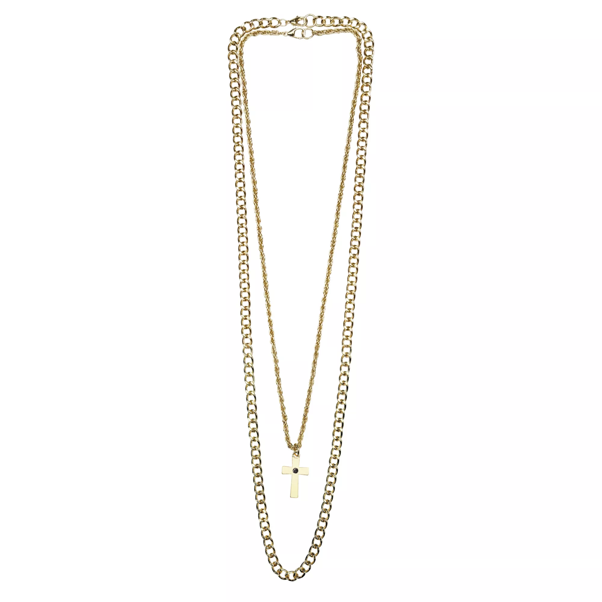 Gold-Toned Black Stone Cross Chain Necklaces - 2 Pack at Spencer's