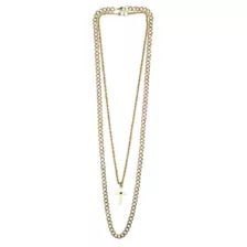 Gold-Toned Black Stone Cross Chain Necklaces - 2 Pack at Spencer's