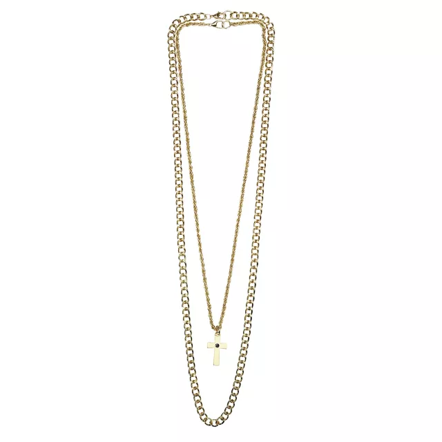 Gold-Toned Black Stone Cross Chain Necklaces - 2 Pack at Spencer's