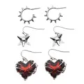 Multi-Pack Spike and Heart Dangle Earrings - 3 Pair at Spencer's