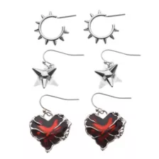 Multi-Pack Spike and Heart Dangle Earrings - 3 Pair at Spencer's