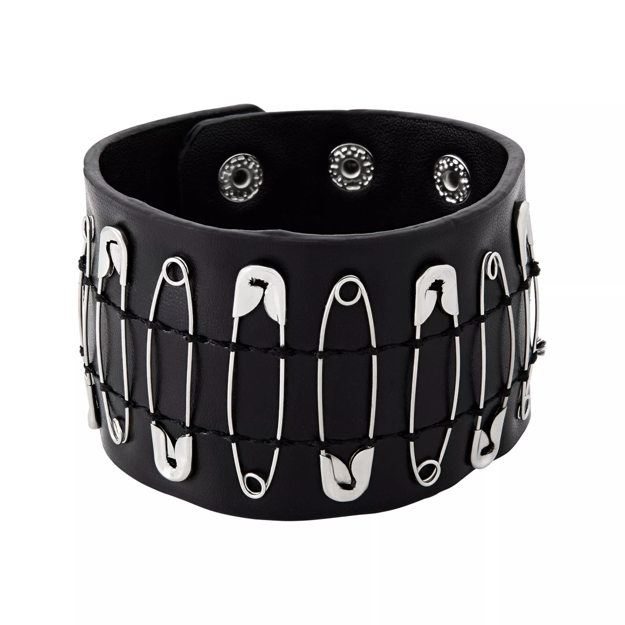 Black Safety Pin Cuff Bracelet
