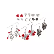 Multi-Pack Spider Web Snake Rose Earrings - 9 Pair at Spencer's