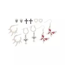 Multi-Pack Cyber Cross Skull Butterfly Earrings - 6 Pair at Spencer's
