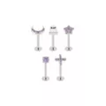 Silver-Toned Titanium Purple CZ Celestial RIP Labret 5 Pack - 16 Gauge at Spencer's