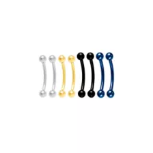Multi-Pack Titanium Assorted Curved Eyebrow Barbells 8 Pack - 16 Gauge at Spencer's