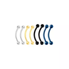 Multi-Pack Titanium Assorted Curved Eyebrow Barbells 8 Pack - 16 Gauge at Spencer's