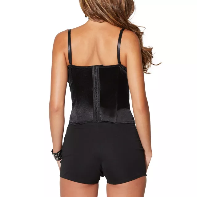 Front Lace-Up Corset - Black at Spencer's